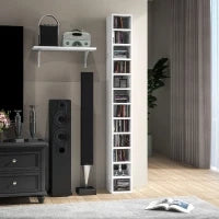 Contenitori per CD e DVD con 12 Compartimenti, Capacità Massima 204 CD, 21 x 20 x 175 cm, Bianco