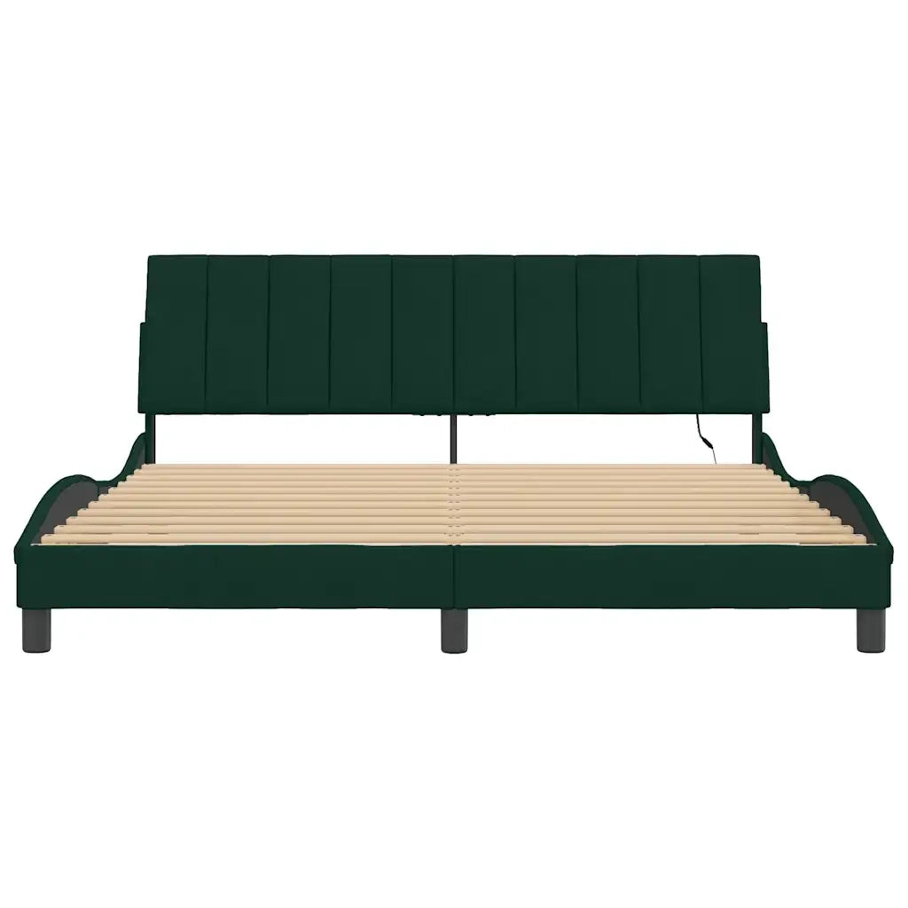 Giroletto con Luci LED Verde Scuro 180x200 cm in Velluto