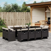 Set da Pranzo da Giardino 13pz con Cuscini Nero in Polyrattan 3277805