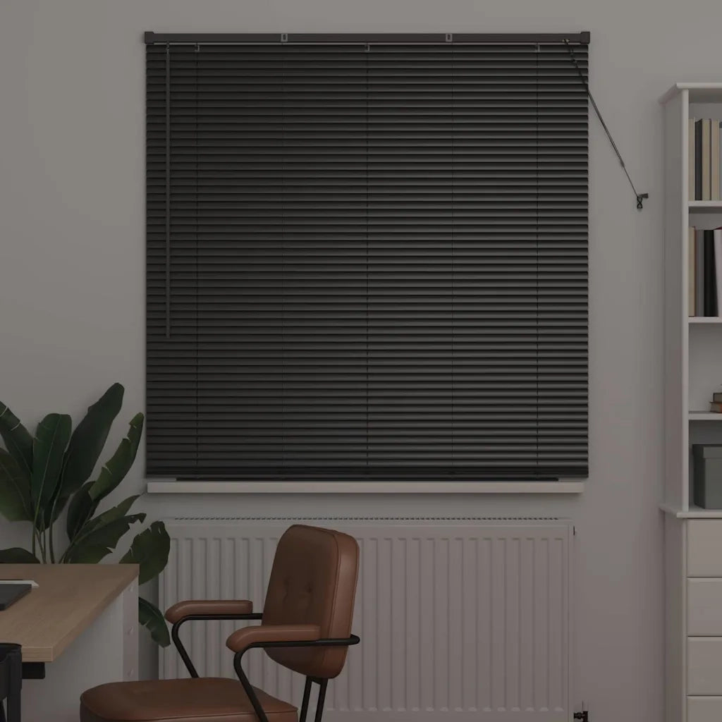 Tendaggi a Veneziana | Tenda a lamelle Nero 175 x 130 cm Alluminio