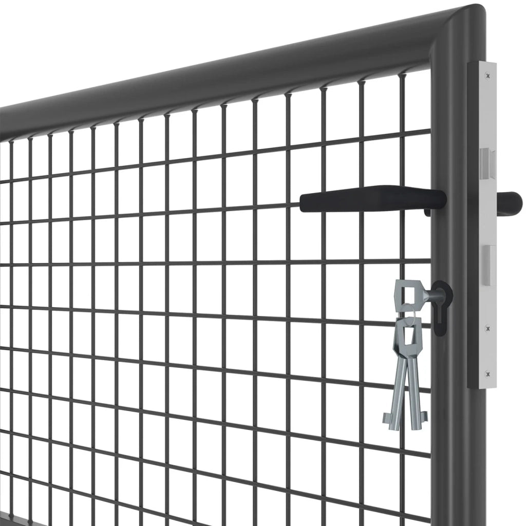 IDMarket - Cancello da giardino in acciaio 105 x 100 cm con serratura e maniglia grigio antracite