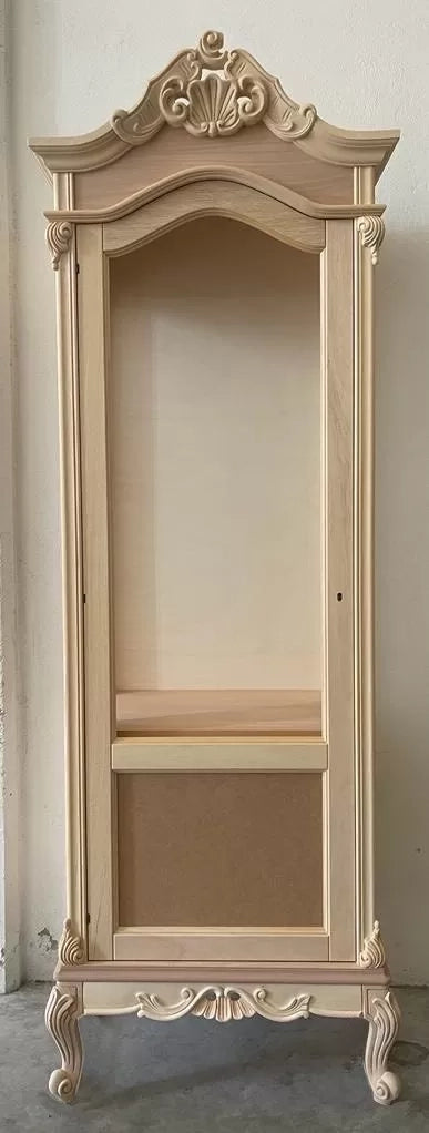 Vetrina 1 anta classica barocco legno grezzo 72x46x214 - Mobili 2G