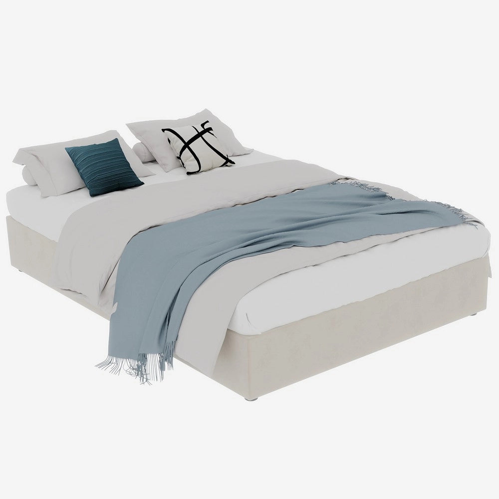 Letto Contenitore Matrimoniale Imbottito ¨C Xylo ¨C Beige Velluto 160x200 Senza Testiera