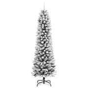 Albero Natale Artificiale Sottile Neve Floccata-Albero Natalizio 120cm PVC e PE 392704