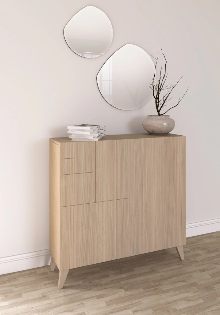 Scarpiera Herdasa effetto noce chiaro gambe noce chiaro 87x90x27cm