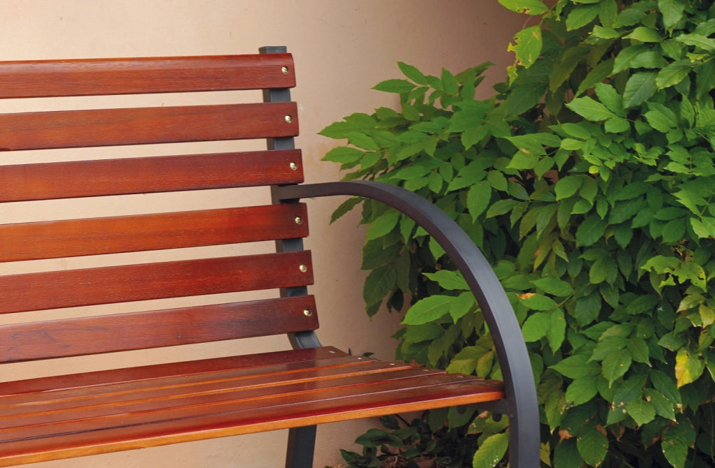 Panca Piccadilly tubo metallo e legno rovere Greenwood