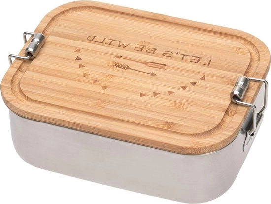 Lunchbox in acciaio inossidabile con bambù sostenibile per scuola materna 1 pezzo ZILVER - LÄSSIG 1210059987