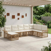 Set di divani da esterno 8 pcs Naturale e Bianco Crema
