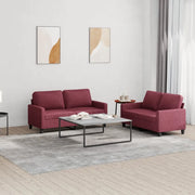 Set di Divani 2 pz con Cuscini Rosso Vino in Tessuto 3201450