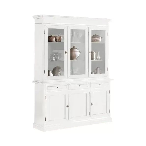 Cristalliera arte povera 3 porte in legno shabby bianco 156x42x205 (1381) - Mobili 2G