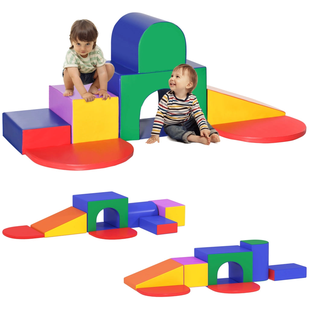 Casetta per Bambini 1-3 Anni con 7 Blocchi ¨C ZephMum ¨C Multicolore in PU e EPE 170x130x40 cm