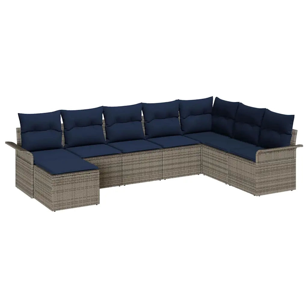 Set Divano da Giardino con cuscino 8 pcs Grigio polyrattan