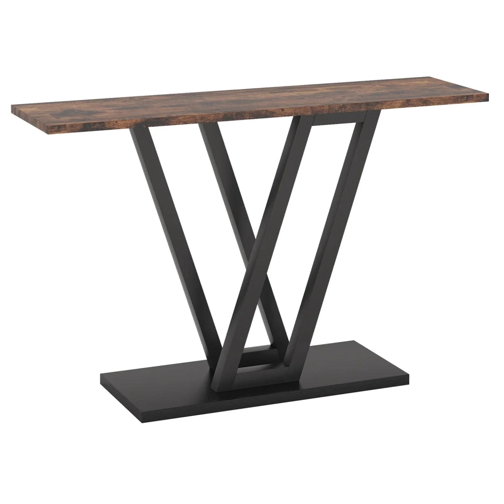 Tavolo consolle stretto 110x30x80 cm in MDF e metallo; nero e marrone rustico