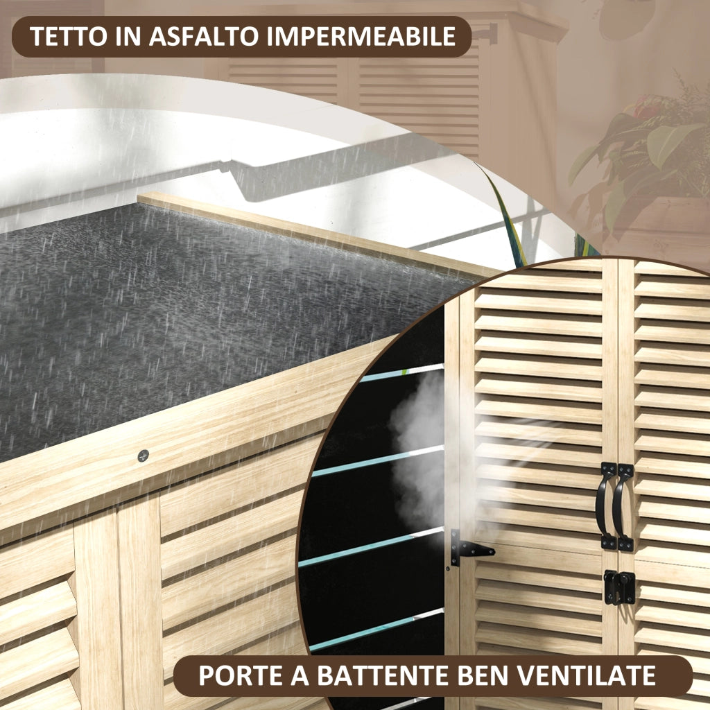 Armadio da esterno in legno di abete con 2 ripiani ¨C zephmum ¨C bianco 75x50x111/118 cm