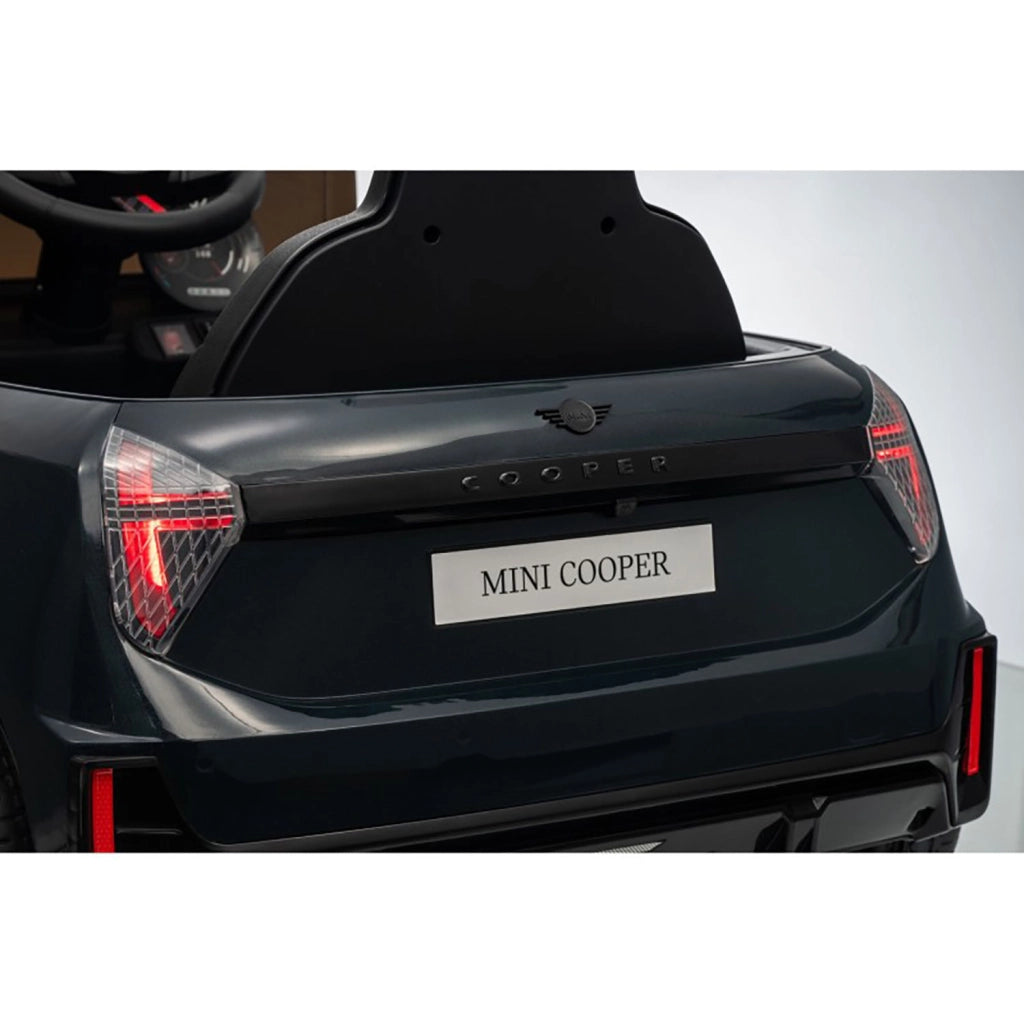 Macchina Elettrica per Bambini Licenza Ufficiale Mini Cooper S Cabrio 12V Sedili in Pelle e Telecomando Nero