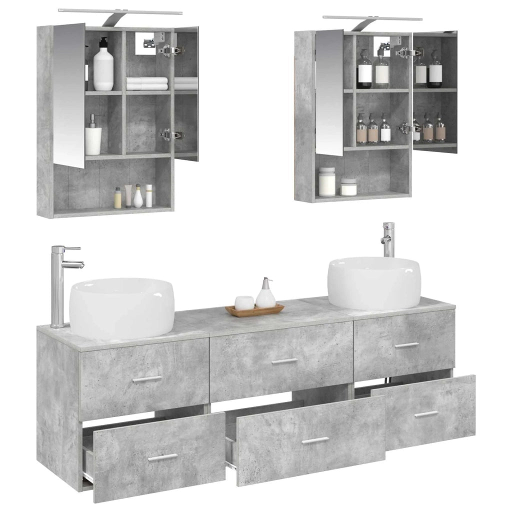 Set di mobili per il bagno 5 pcs Grigio Cemento 3407002