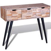 Tavolo Consolle con 3 Cassetti in Legno di Recupero di Teak