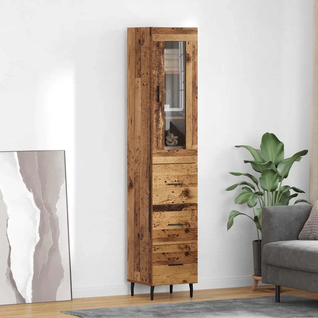 Credenza | Madia | Buffet da pranzo | Armadio da pranzo Legno vecchio 34,5 x 34 x 180 cm Legno multistrato