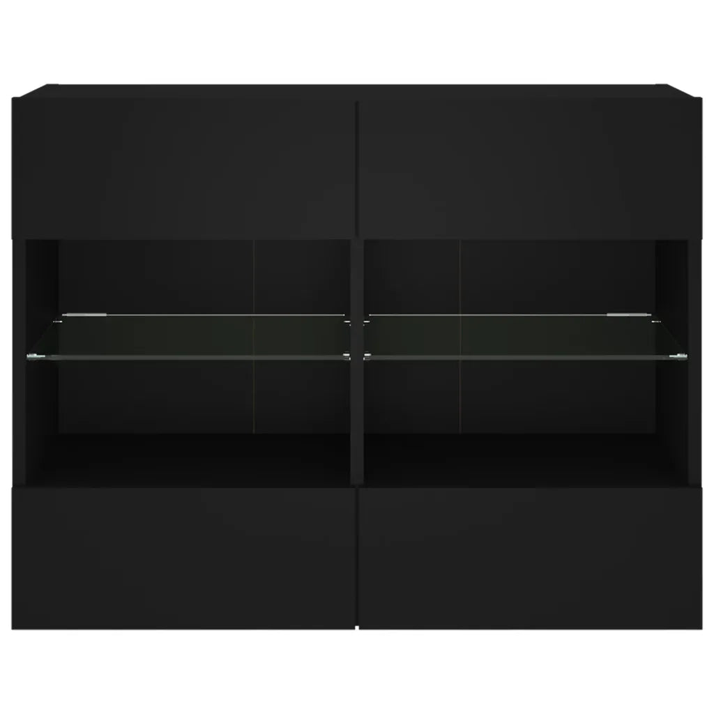 Mobile TV a Parete con Luci LED Nero 78,5x30x60,5 cm 837100