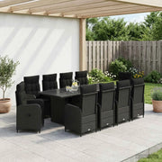 Set da pranzo per esterni 11 pz Nero polyrattan 3422381