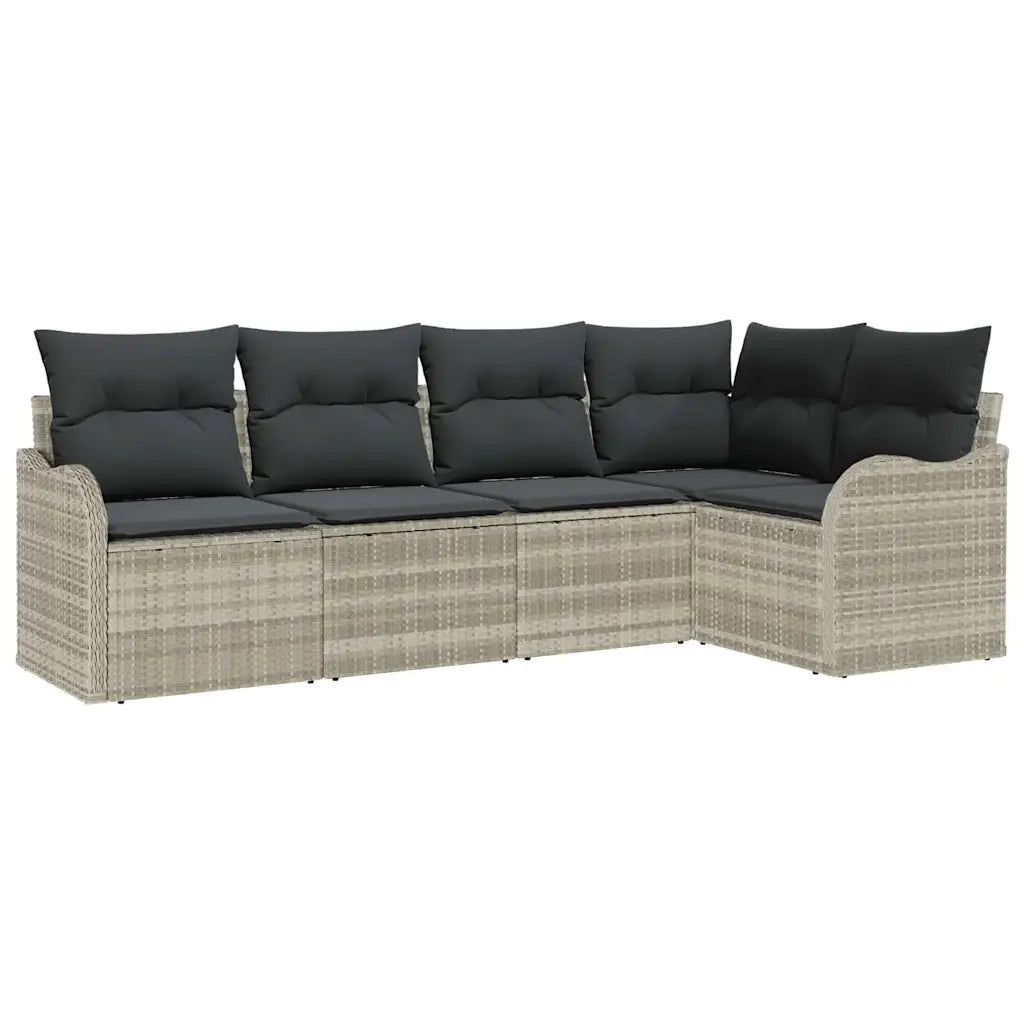 Set Divano da Giardino 5 pcs Grigio chiaro Poly Rattan 3345702