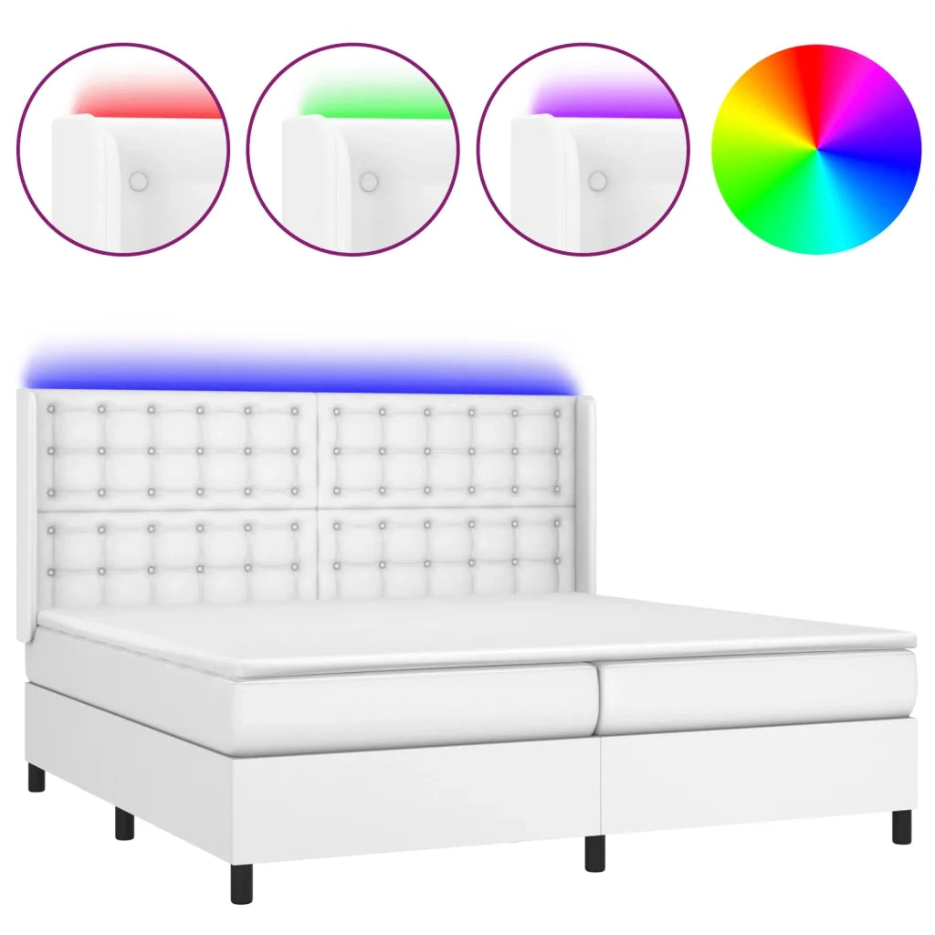 Giroletto Molle con Materasso e LED Bianco 200x200cm Similpelle 3139404