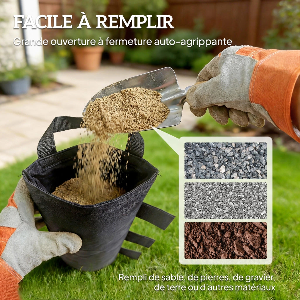 Sacca di Zavorra per Gazebo ¨C zephmum ¨C 40 kg, Tela Oxford 600D, Nero