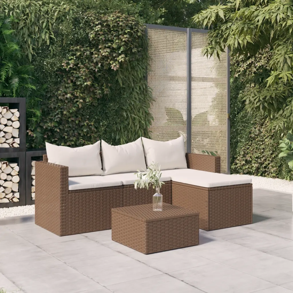 Set Mobili da Giardino | Set Salotto da Giardino Marrone in Polyrattan