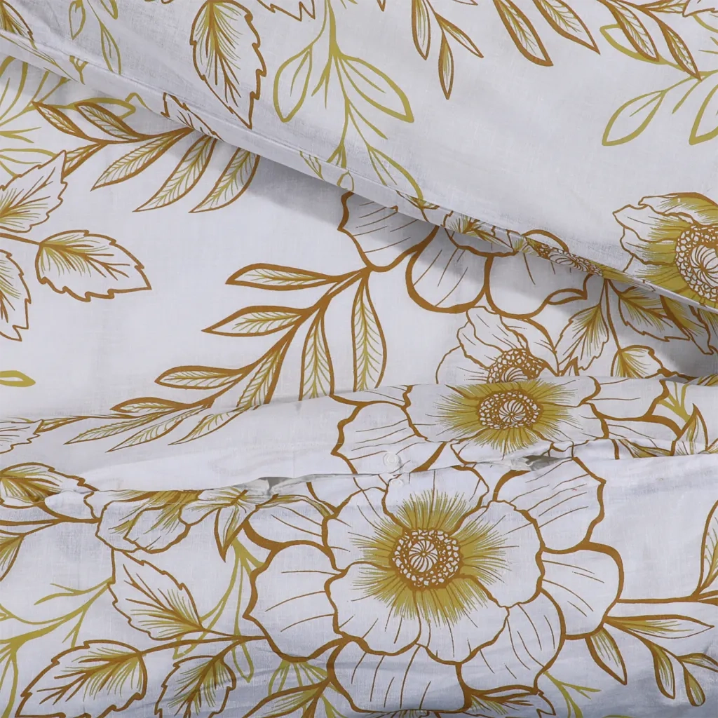 Set Copripiumino Bianco e Marrone 225x220 cm in Cotone 136415