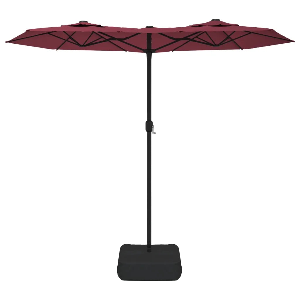 Ombrellone da Giardino a Doppia Testa Rosso Bordeaux 316x145 cm 362965