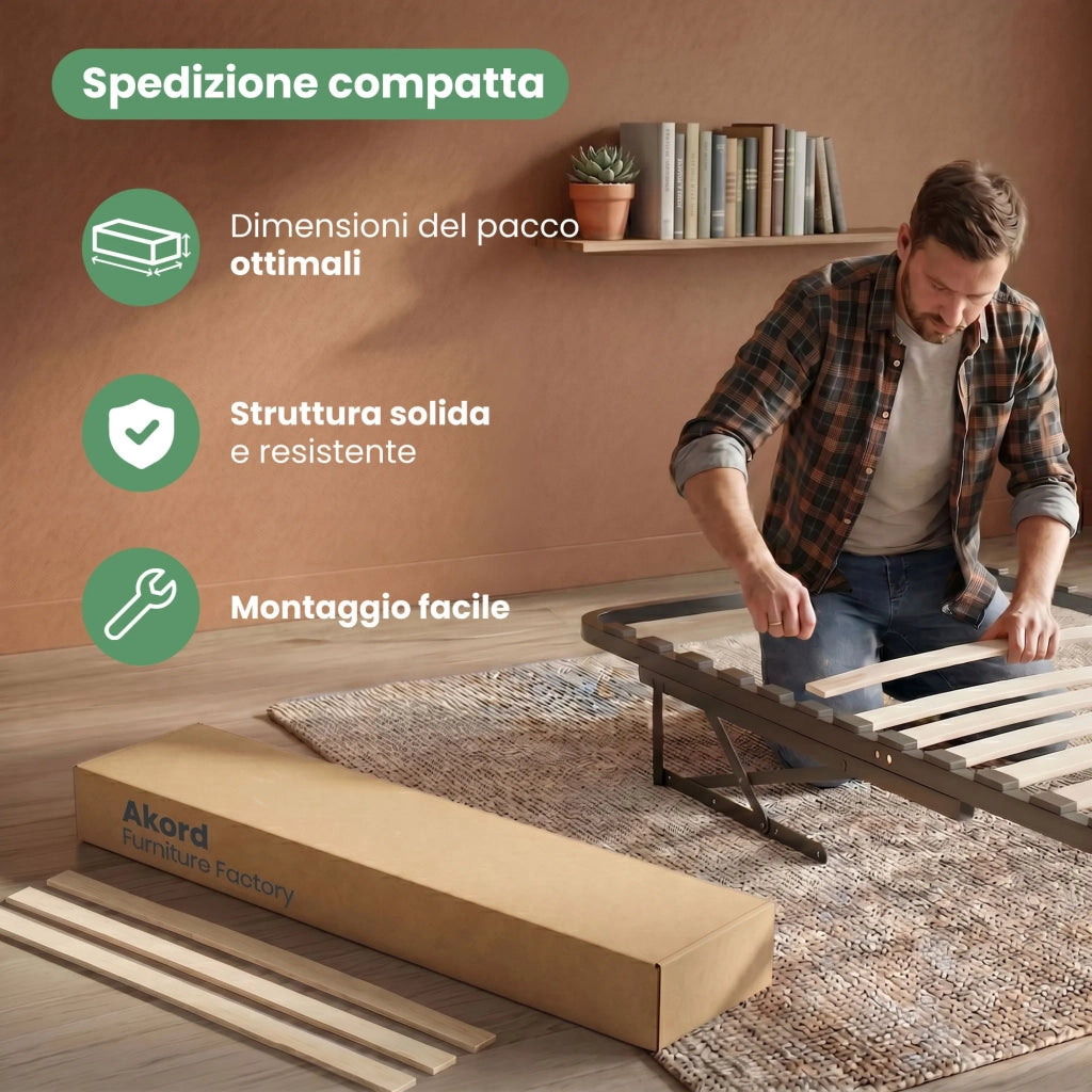 Rete Letto in Metallo con Pistoni a Gas 28 Doghe Divisibile 100x200 cm