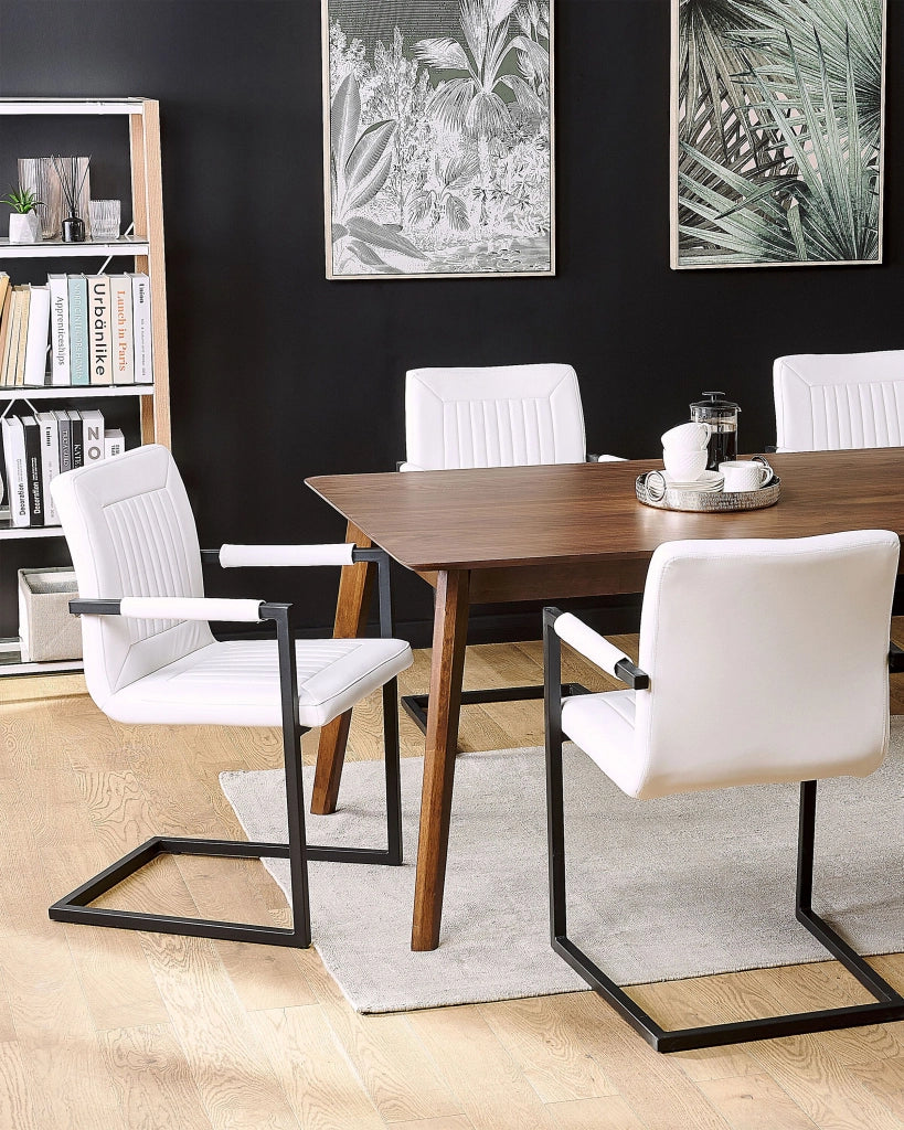 Set di 2 sedie da pranzo a sbalzo Sedia da ufficio imbottita in ecopelle bianco sporco per sala conferenze