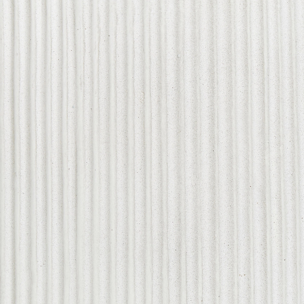 Vaso in argilla Bianco Crema Fibra Vaso per piante da giardino 24 x 24 x 24 cm Foro di drenaggio Finitura verticale a coste Giardino esterno Patio
