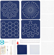 Set di Sashiko a 4 pezzi, insieme di sussidi per adulti e principianti, set di Sashiko per cucire a mano con acrilico, ago di Sashiko, filo di Sashiko e istruzioni