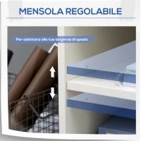 Mobiletto per Stampante in Legno con 4 Ruote, Mensola Regolabile e Piano per CPU, Bianco
