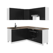 Vicco Cucina angolare completa Nero a righe/bianco 160 x 190 cm , PL Rovere
