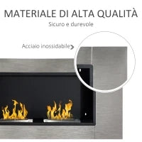 Camino Bioetanolo da Parete con 2 Bruciatori Capacità di 3L 13600BTU 110 x 54 x 14,5cm