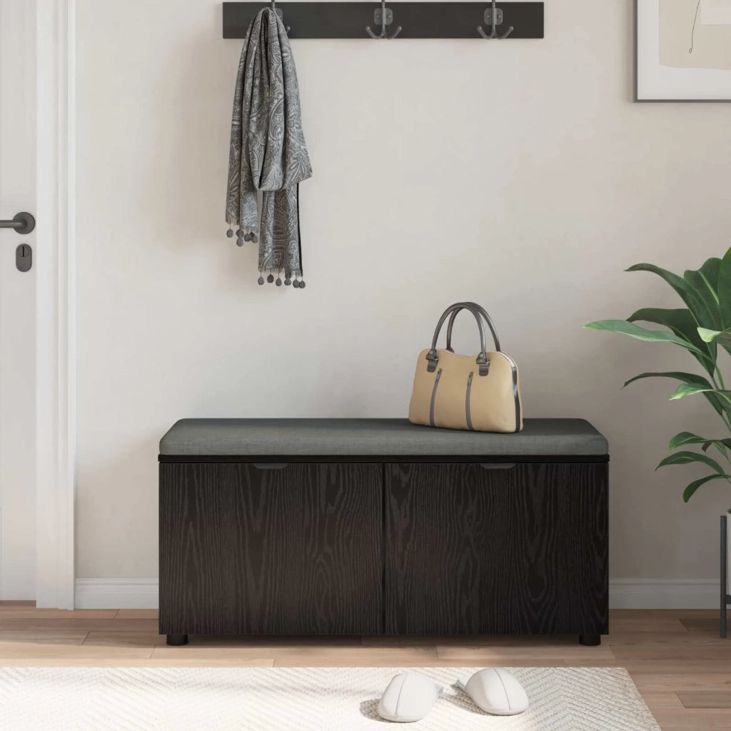 Panca per ingresso con cuscino Rovere Nero 100 x 38 x 46 cm