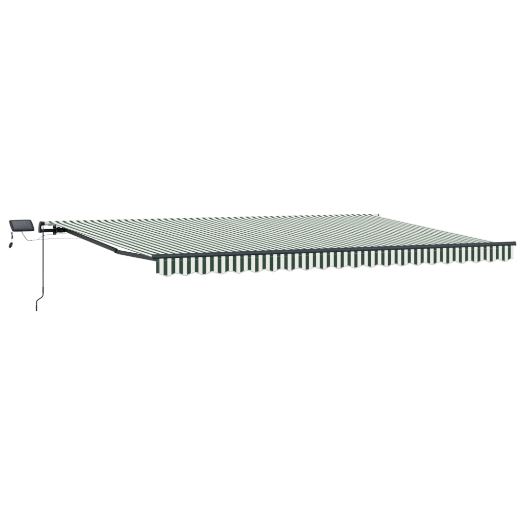 Tenda Retrattile Manuale con LED Verde e Bianca 500x350 cm