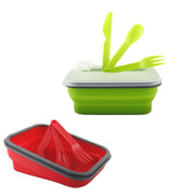 Trade Shop - Contenitore Cibo Pieghevole Silicone Scatola Porta Pranzo Posate Lavoro -