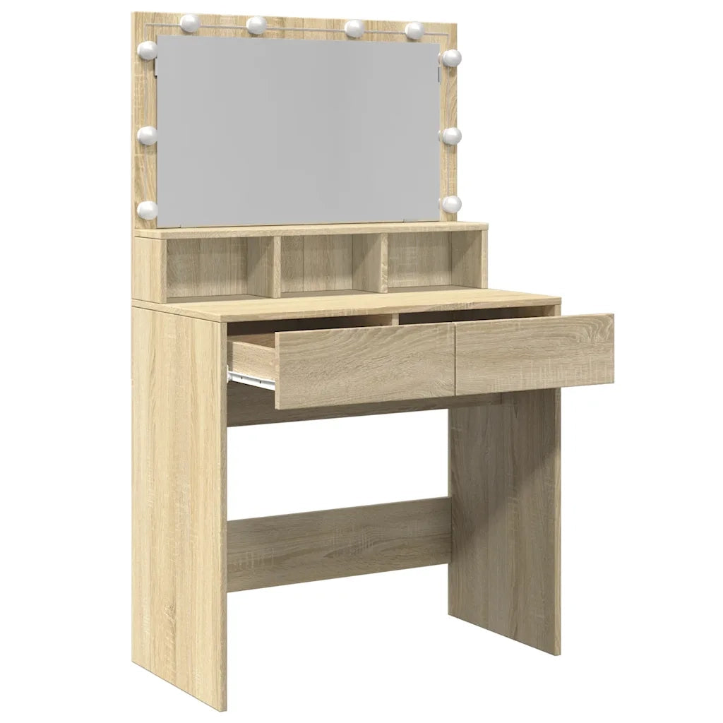 Toeletta | Tavolo da Trucco con LED Rovere Sonoma 80x41x134,5 cm