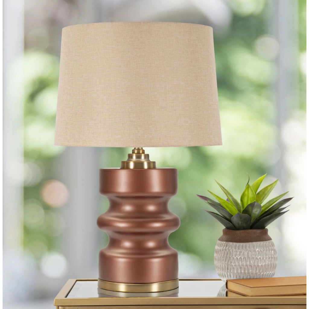 Lampada da Tavolo VKH727, Marrone, Vetro, 56,5x36,5x36,5 cm