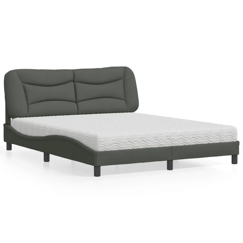 Letto con Materasso Hvar Grigio Scuro 160x200 cm Tessuto 3208542