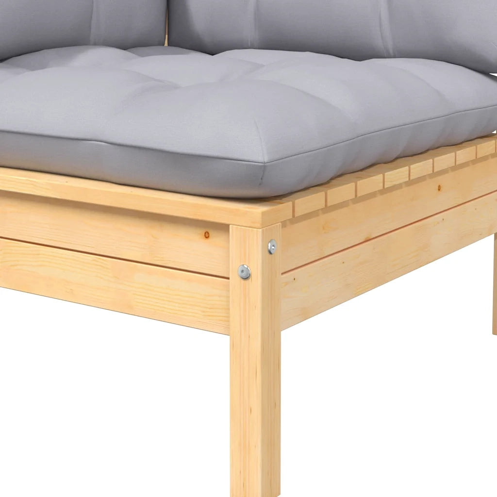 Divano da Giardino a 2 Posti con Cuscini Grigi Massello di Pino cod mxl 73496