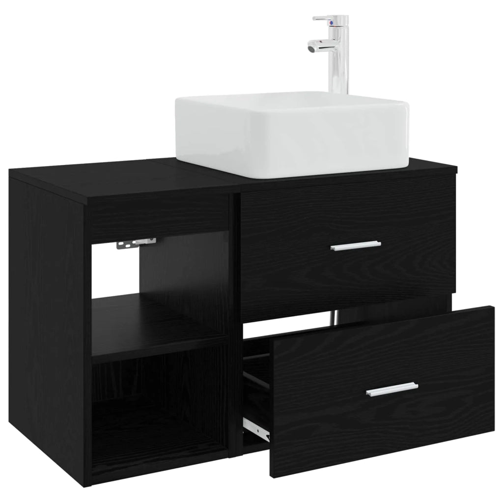 Set di mobili per il bagno 2 pcs Rovere Nero 3403897
