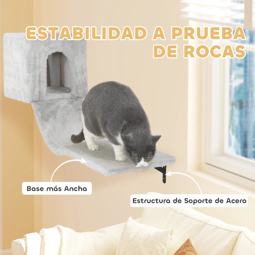 Gioco a Parete per Gatti con Condominio Piattaforma Amaca e Tiragraffi ¨C zephmum ¨C Grigio 6 Pezzi