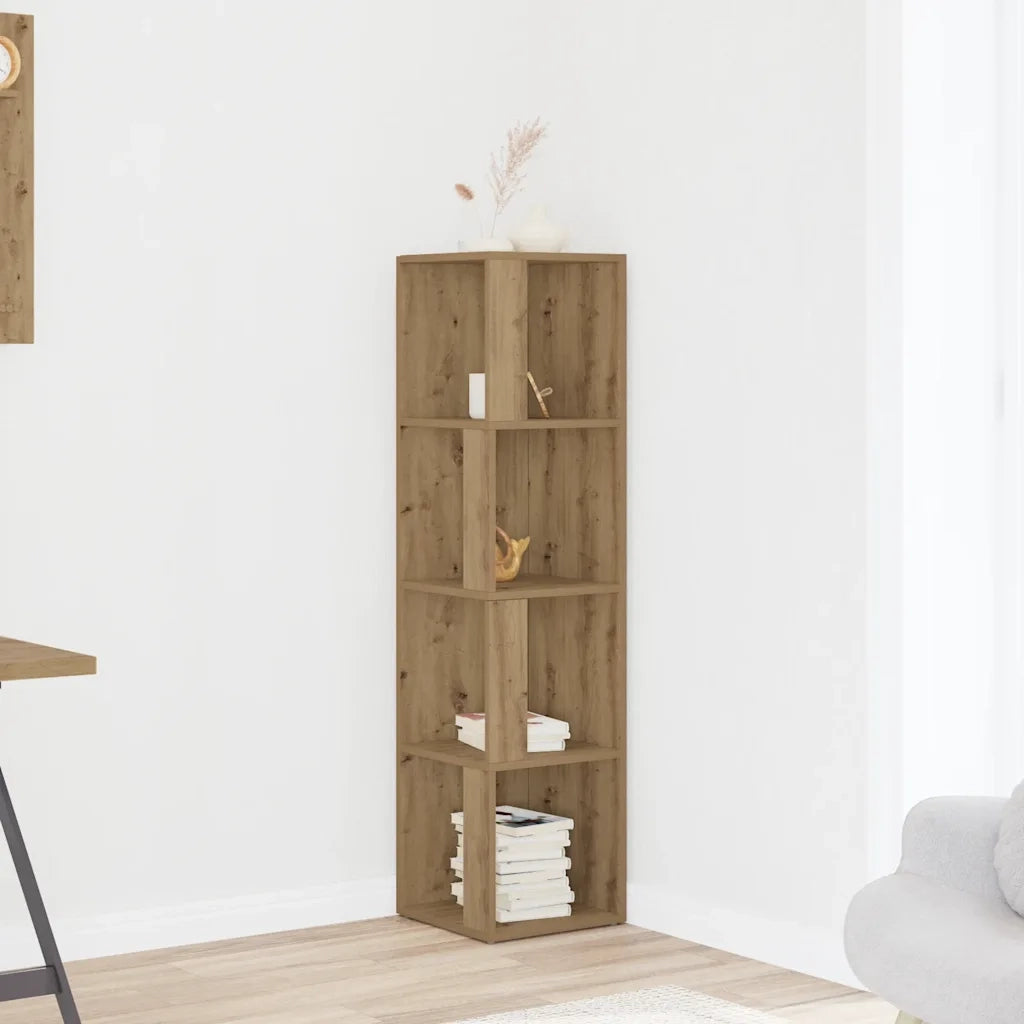 Scaffale Angolare Rovere Artigianale 33x33x132 cm in Truciolato 856723