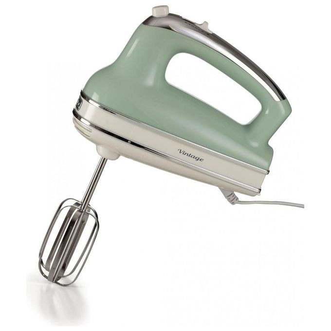 Ariete 1548 Vintage Sbattitore Manuale 450W 5 Velocita' Funzione Turbo 2 Fruste Acciaio Inox colore Verde