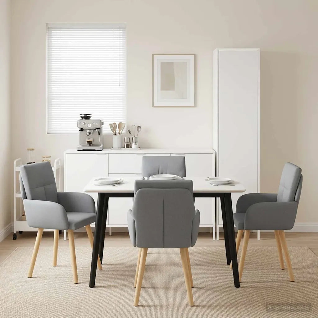 Sedie da pranzo 4 pcs Tessuto Grigio Chiaro 60 x 56 x 96 cm 3428357