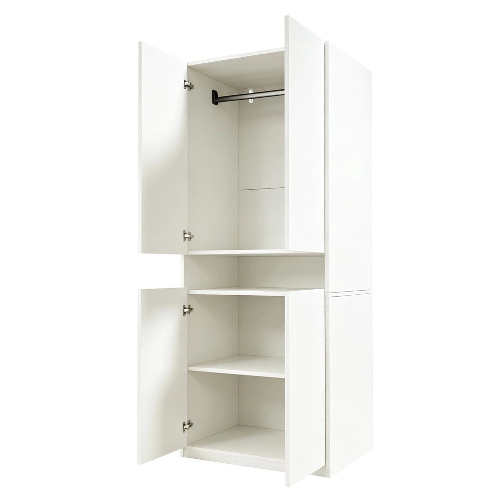 Armadio singolo con appendiabiti e ripiani ¨C Minimal ¨C Bianco, legno, 70x55x180 cm